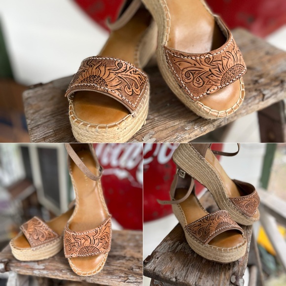 Size 9 Kelly & Katie hand tooled leather heels. - Picture 3 of 4